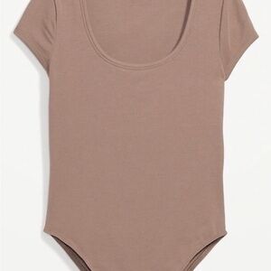 FOUR Old Navy Women's Bodysuits in Cream, Red, Brown, and Grey
